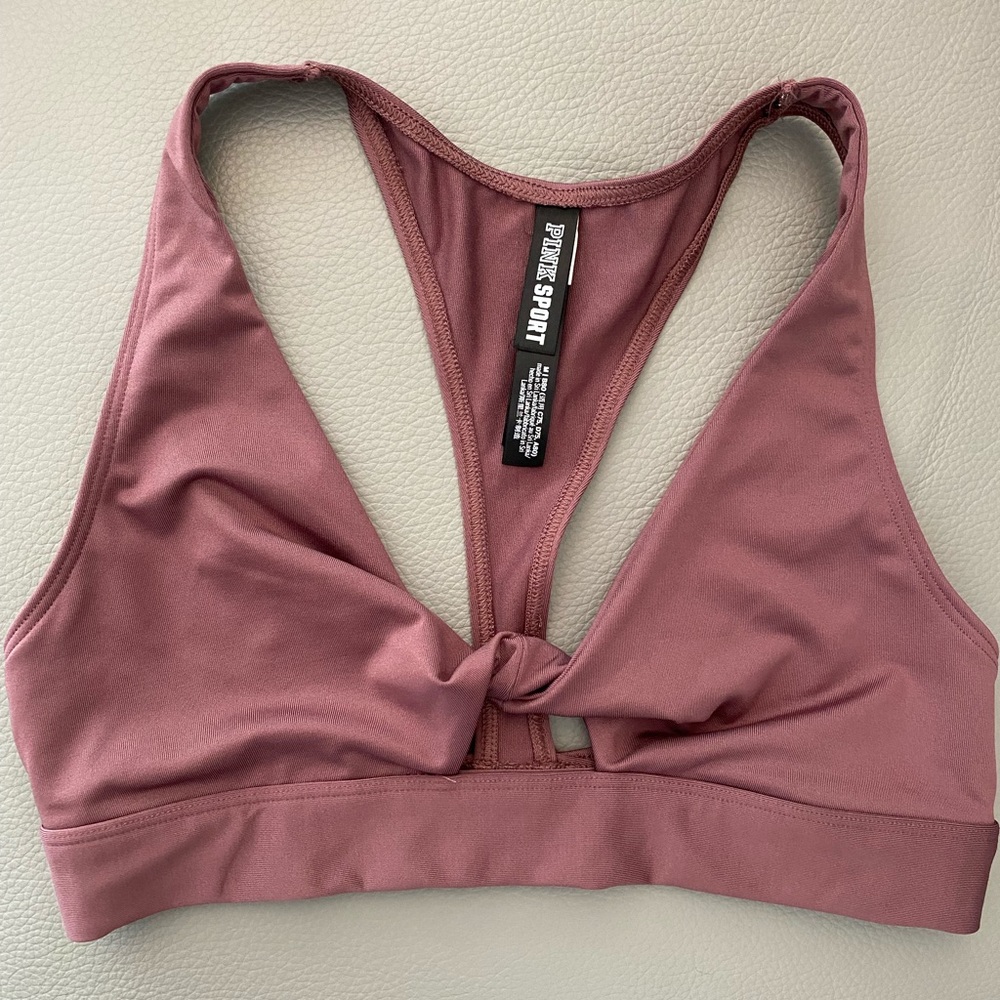 Twist front gym-to-swim sports bra